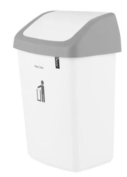 ถังขยะเหลี่ยมฝาสวิง DKW HH-208P ขนาด 9L สีขาวเทา